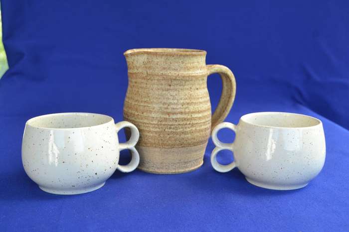 Pentik Finland Vintage Ceramic Cups and Studio Pottery Jug