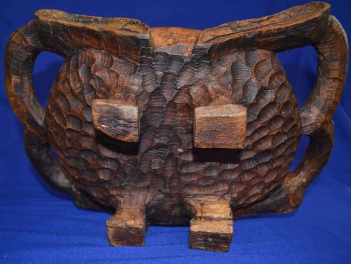 Vintage Hand Carved Wooden Figural Bowl