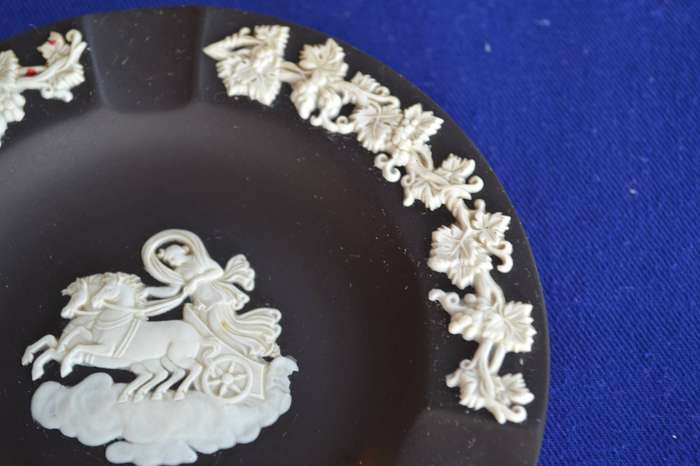 Vintage Jasperware White on Black "Aurora" Ashtray c1970