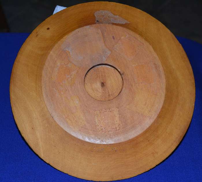True Vintage Wooden Polish Folk Art Plate with Brass Inlay