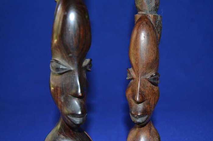 Carved Wooden African busts