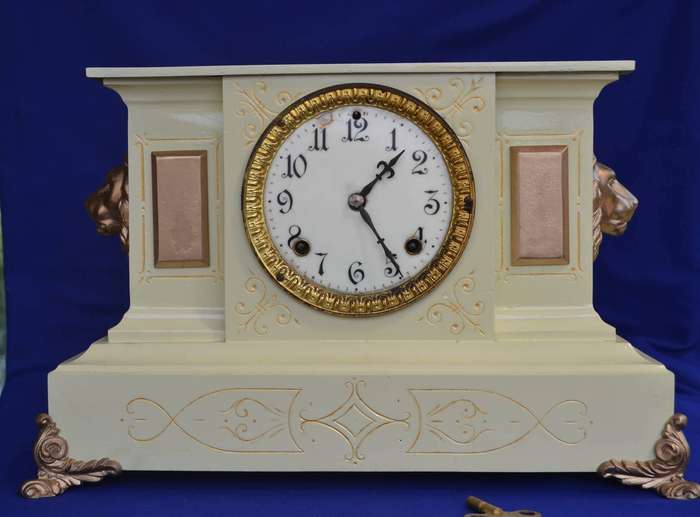 Ansonia Antique Cast Iron Mantle Clock Early 1900,s  - Restored