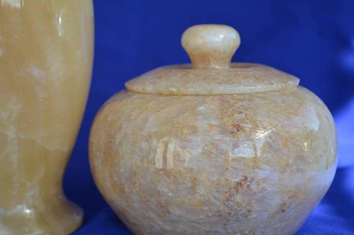 Vintage Three Piece Onyx Jar Set