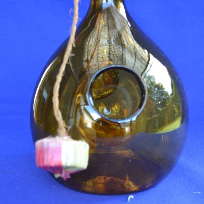 Vintage Italian Hand Blown Amber Wine Decanter / Chiller with Ice Chamber