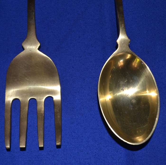 Vintage Brass Utensil Set with Hanger