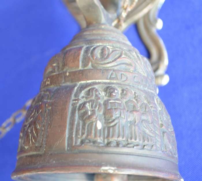 Antique Brass Monastery Door Bell - Wall Hanging with Pull Chain