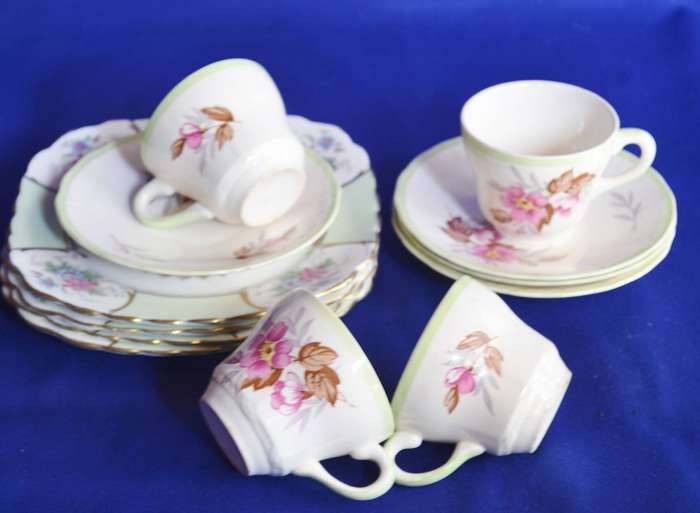 Assembled Vintage English Porcelain Trios - 12 Pieces