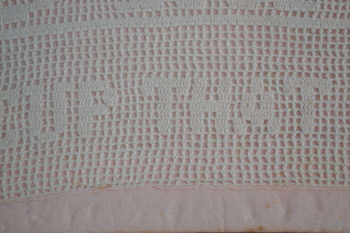 Framed Vintage Mary Card  Fillet Crochet Tea Cosy - The Cup That Cheers