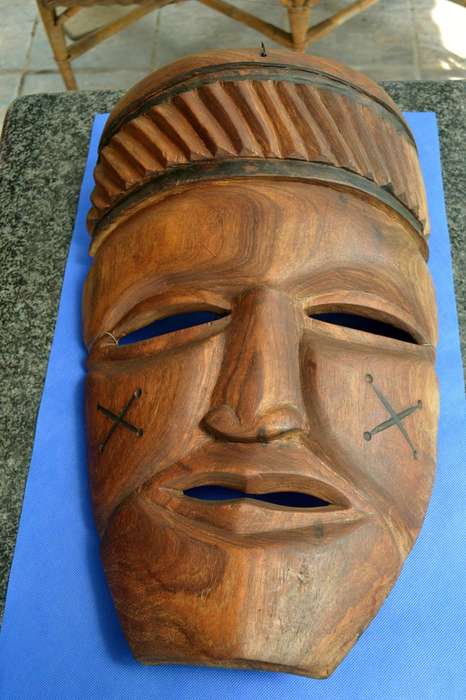 Large Vintage Hand Carved Wooden African Mask