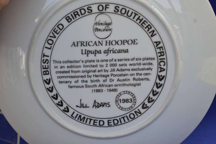 Heritage Porcelain Best Loved Birds of Southern Africa Collectors Plate - African Hoopoe
