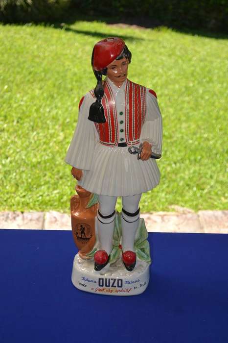 True Vintage 1960's Ouzo Coronetti Cunardo Italy - Greek Man Porcelain Decanter
