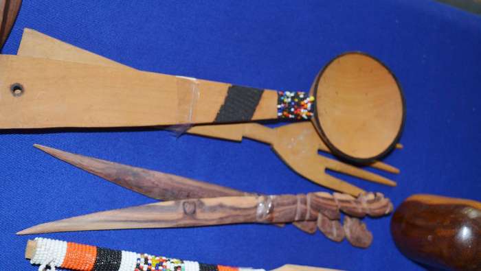 Assorted Vintage wooden salad servers  Wooden Salt and Pepper Shakers