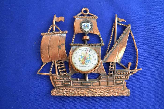 Vintage Copper Clipper Ship Thermometer