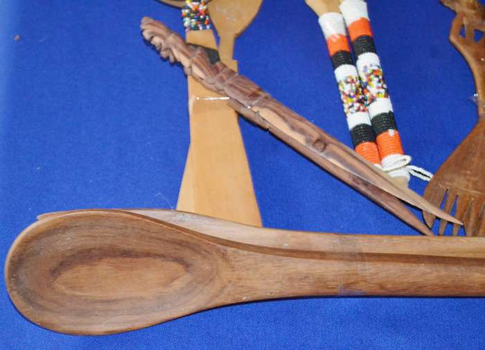 Assorted Vintage wooden salad servers  Wooden Salt and Pepper Shakers