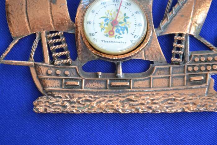 Vintage Copper Clipper Ship Thermometer
