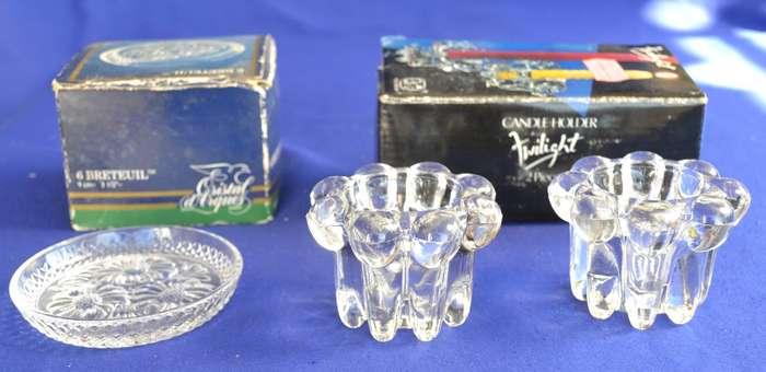 Cristal d'Arques Breteuil Lead crystal Coasters and Twilight Crystal Candle Holders