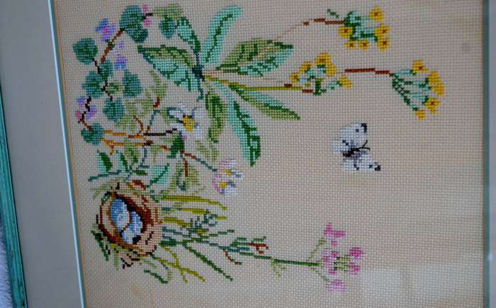 Vintage Tapestry Framed behind Glass