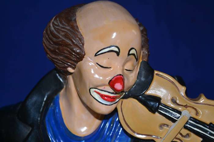 Large Ceramic Clown Playing the Violin