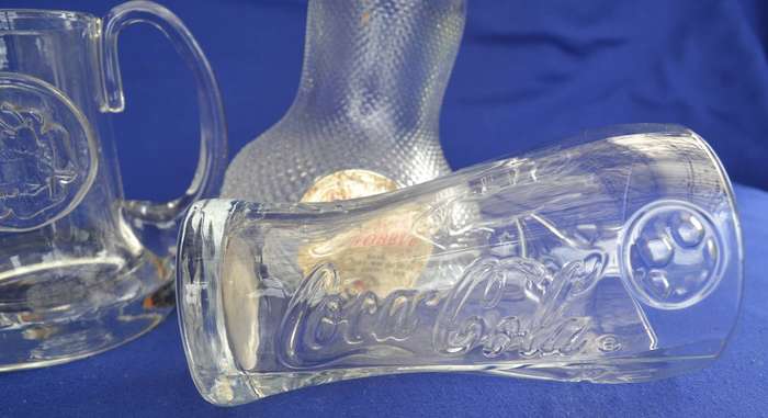 Magazzin Wobble Bottle Decanter Bottle and 2 branded Glass Glasses