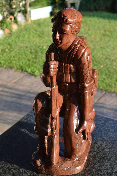 Rhodesian Soldier in full battle Gear, Large  Heavy Soapstone Carving