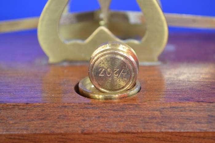 Vintage Brass Postal Scale with Weights - Made in England