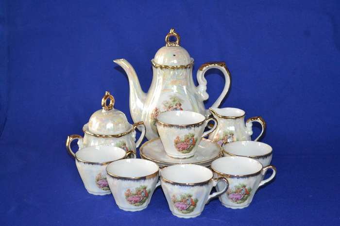 Vintage Japanese Lusterware Coffee Set - 15 Pieces