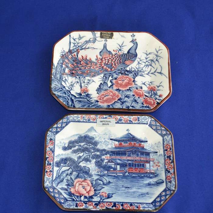 Vintage Rectangular Imperial Imari Plates x 2