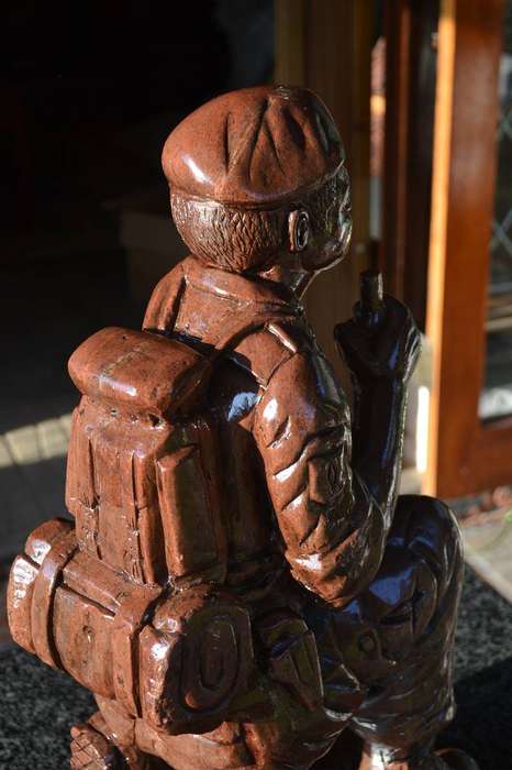 Rhodesian Soldier in full battle Gear, Large  Heavy Soapstone Carving