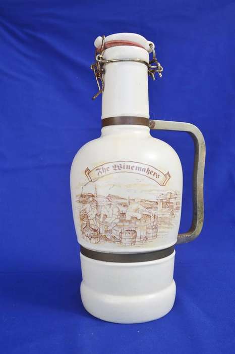 Large Stoneware "The Winemakers"  Decanter with Swing Top Closure