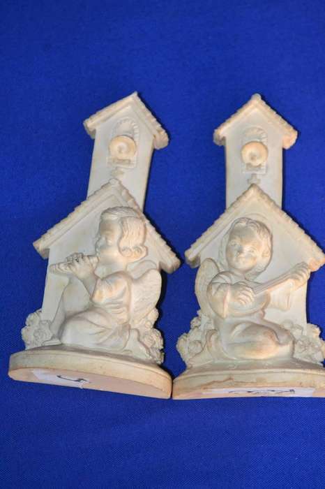 Pair of  Small Vintage Resin  Angel Wall Hangings