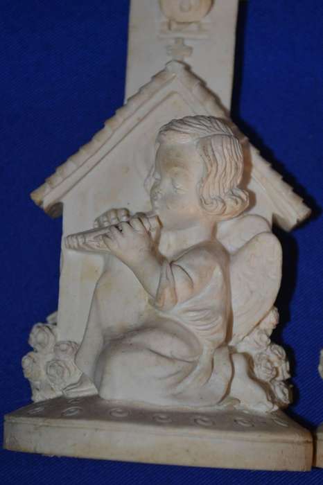 Pair of  Small Vintage Resin  Angel Wall Hangings