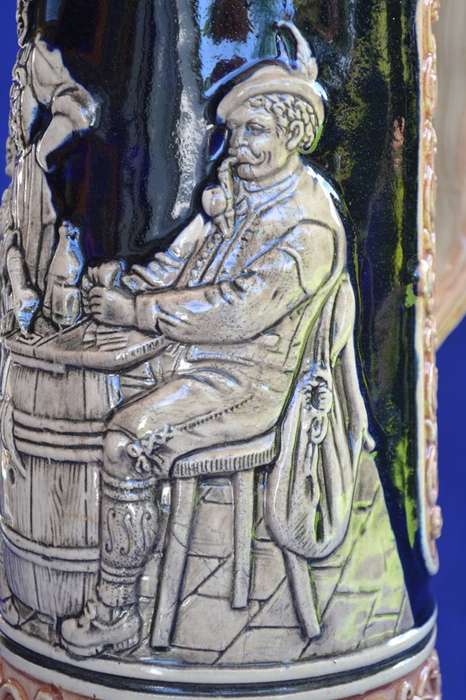 Large German Beer Stein with Thumb Lift Lid