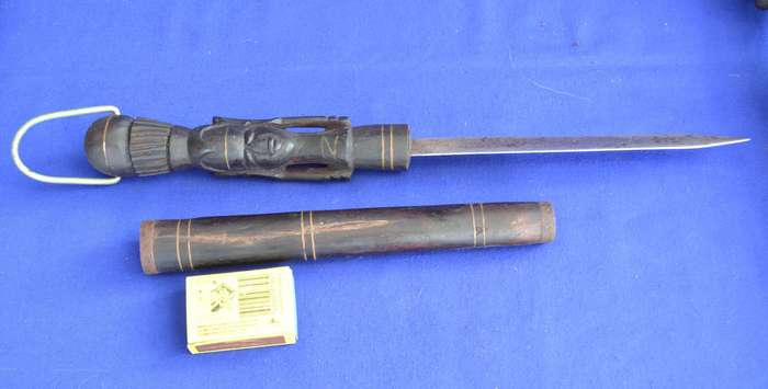 Chokwe War Club / Axe, Carved Maasai Knive and Fly Whisk
