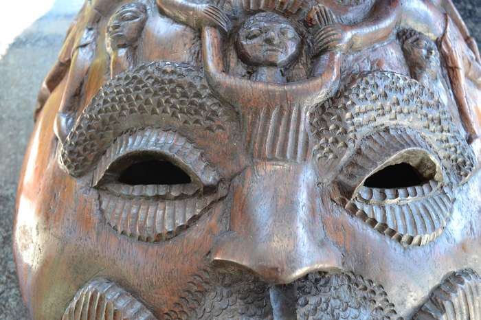 Large, Heavy Carved  Wooden African Mask