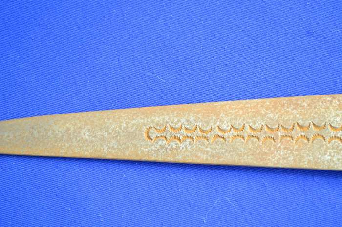 Tuareg Dagger / Knife with Etched Blade in Leather Sheath - Vintage