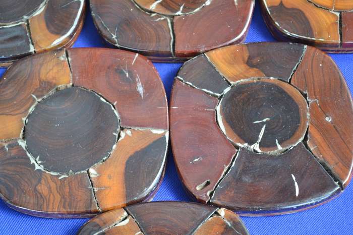 Set of 6 Vintage Hand Made Wooden Coasters