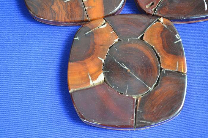 Set of 6 Vintage Hand Made Wooden Coasters