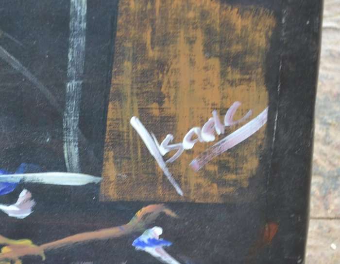 Large Original Painting on Canvas Township Art - Signed Isaac