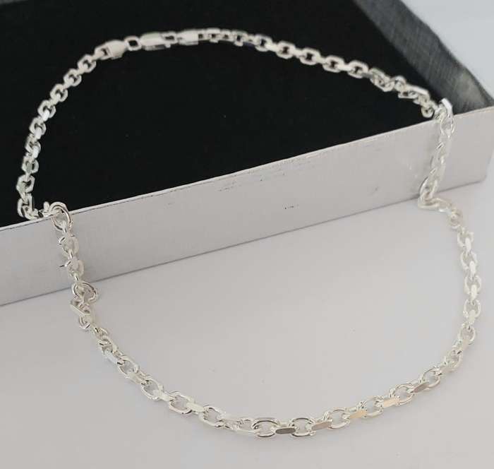 Silver 55cm Square Anchor Necklace