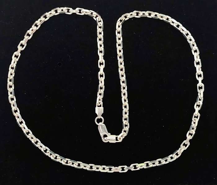 Silver 55cm Square Anchor Necklace