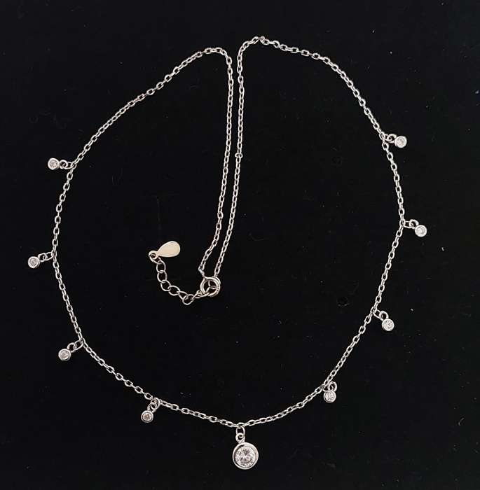 CZ Tube set Necklace in Silver