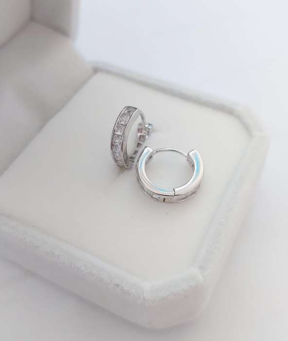 Princess CZ Hug Earrings in Silver
