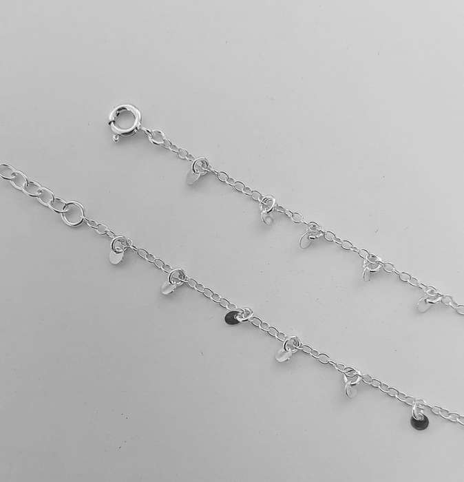 Disk Charm Anklet in Silver