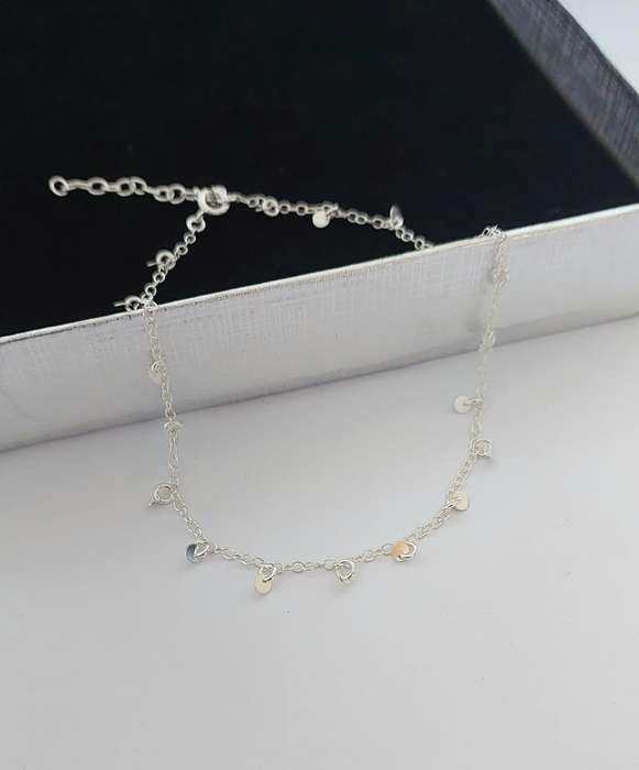 Disk Charm Anklet in Silver