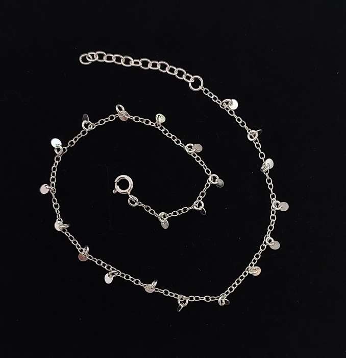 Disk Charm Anklet in Silver