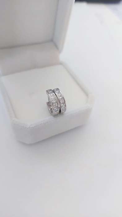 Princess CZ Hug Earrings in Silver
