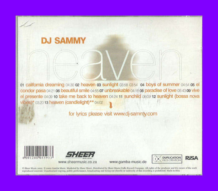 Music CD - DJ Sammy - Heaven