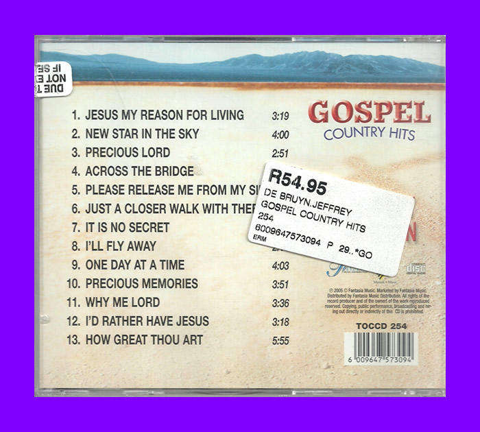 Music CD - Gospel Country Hits - Jeffrey De Bruyn