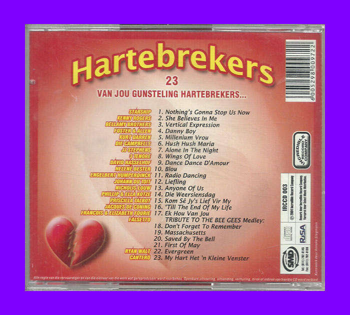 Music CD - Hartebrekers - 23 Van Jou Gunsteling Hartebrekers...