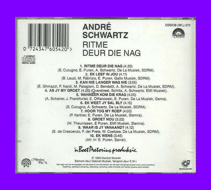 Music CD - Andre Schwartz - Ritme Deur Die Nag